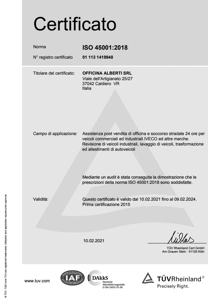 Certificazione ISO 45001:2018
