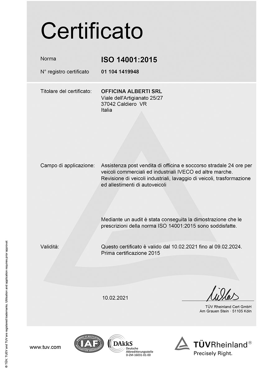 Certificazione ISO 14001:2015 - IT